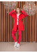 Velvet Pajama Set with Famous Cat Print, Code 1020 - red