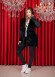 Velvet Pajama Set with Famous Cat Print, Code 1020 - black