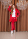 Velvet Pajama Set with Famous Cat Print, Code 1020 - red