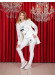 Velvet Pajama Set with Famous Cat Print, Code 1020 - white