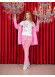 Velvet Pajama Set with Famous Cat Print, Code 1020 - pink