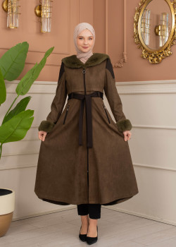 ترانشكوت كود 1366 شامواه مبطن بالفرو - زيتي