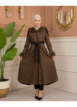 ترانشكوت كود 1366 شامواه مبطن بالفرو - زيتي