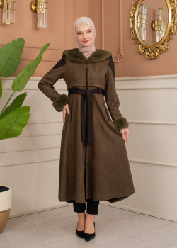 ترانشكوت كود 1366 شامواه مبطن بالفرو - زيتي