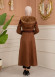 Velvet Suede Trench Coat with Faux Fur Lining, Code 1366 - tan