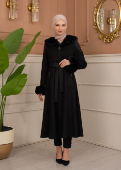 ترانشكوت كود 1366 شامواه مبطن بالفرو - اسود