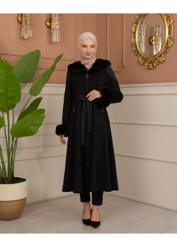 ترانشكوت كود 1366 شامواه مبطن بالفرو - اسود