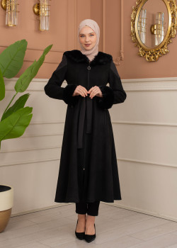 ترانشكوت كود 1366 شامواه مبطن بالفرو - اسود