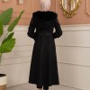 Velvet Suede Trench Coat with Faux Fur Lining, Code 1366 - black