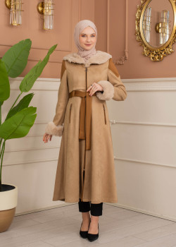 ترانشكوت كود 1366 شامواه مبطن بالفرو - بيج