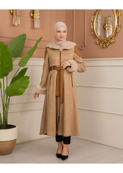 ترانشكوت كود 1366 شامواه مبطن بالفرو - بيج