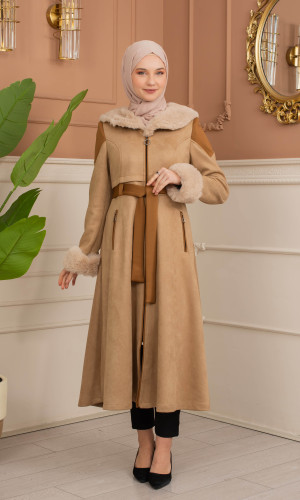 ترانشكوت كود 1366 شامواه مبطن بالفرو - بيج