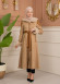 Velvet Suede Trench Coat with Faux Fur Lining, Code 1366 - beige