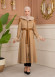 Velvet Suede Trench Coat with Faux Fur Lining, Code 1366 - beige