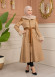 Velvet Suede Trench Coat with Faux Fur Lining, Code 1366 - beige