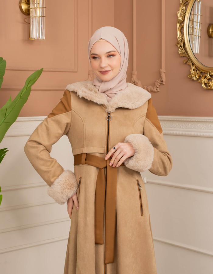 ترانشكوت كود 1366 شامواه مبطن بالفرو - بيج