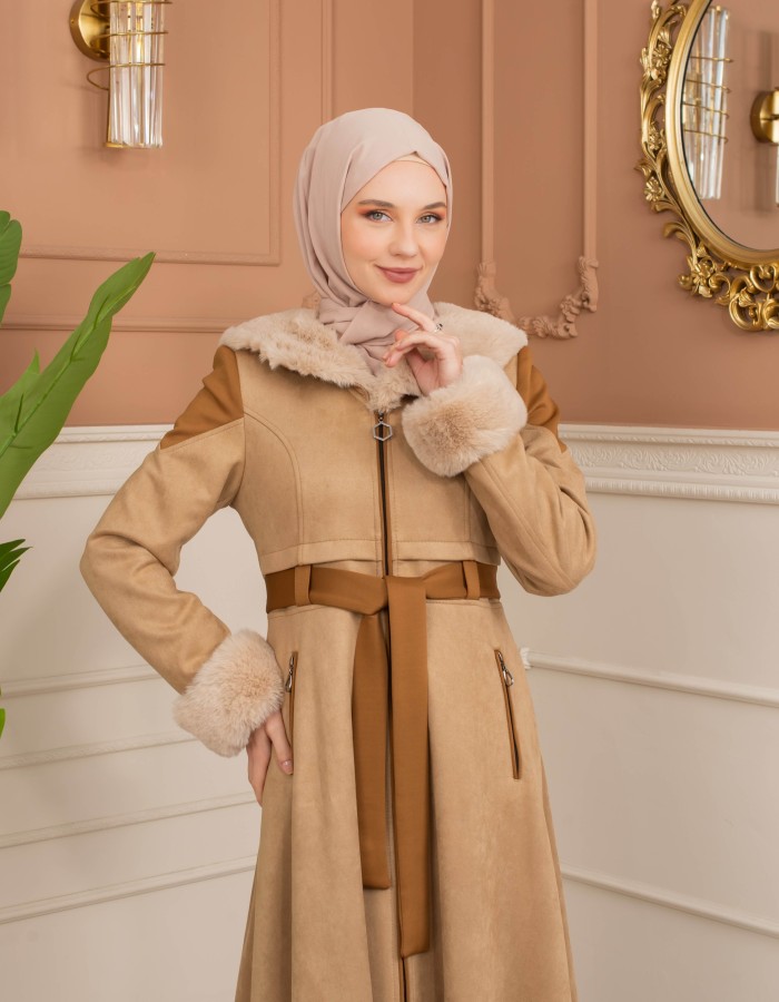 ترانشكوت كود 1366 شامواه مبطن بالفرو - بيج
