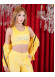 Luxurious Three-Piece Velvet Pajama Set, Code 1018 - yellow