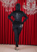 Luxurious Three-Piece Velvet Pajama Set, Code 1018 - black