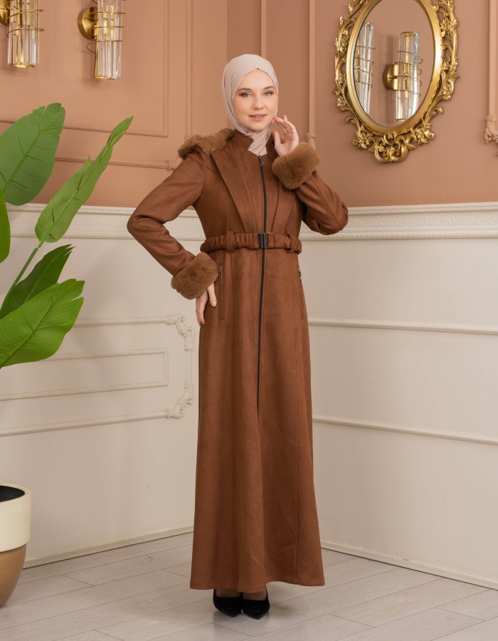 ترانشكوت كود 1368 شامواه مبطن بالفرو - بني