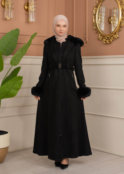 ترانشكوت كود 1368 شامواه مبطن بالفرو - اسود