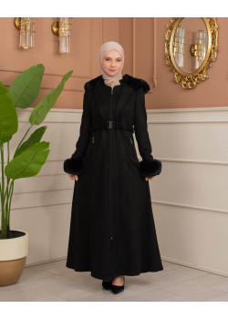 ترانشكوت كود 1368 شامواه مبطن بالفرو - اسود