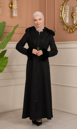 ترانشكوت كود 1368 شامواه مبطن بالفرو - اسود