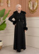 Velvet Suede Trench Coat with Faux Fur Lining, Code 1368 - black