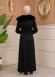 Velvet Suede Trench Coat with Faux Fur Lining, Code 1368 - black