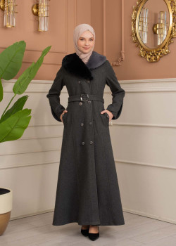 مانطو جوخ نسائي شتوي 1370 - رمادي