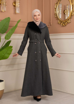 مانطو جوخ نسائي شتوي 1370 - رمادي