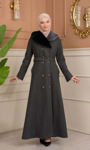 مانطو جوخ نسائي شتوي 1370 - رمادي