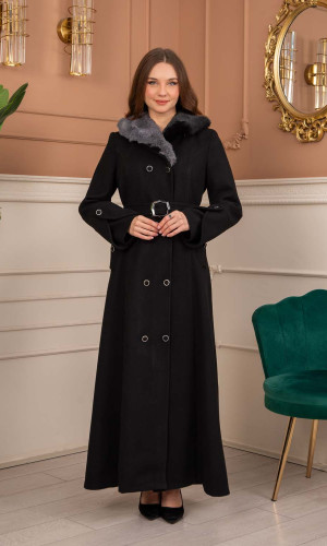 مانطو جوخ نسائي شتوي 1370 - اسود