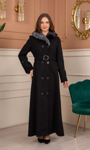 مانطو جوخ نسائي شتوي 1370 - اسود