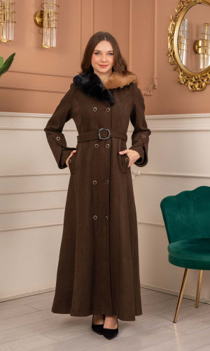 مانطو جوخ نسائي شتوي 1370 - بني