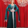 قفطان مخمل مزين - كود 4121 - زيتي