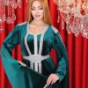 قفطان مخمل مزين - كود 4121 - زيتي