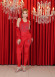 Velvet Three-Piece Pajama Set - Code 1025 - red
