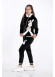 Girls Korean Velvet Pajama Set - Bunny Design - Code 3101 - black