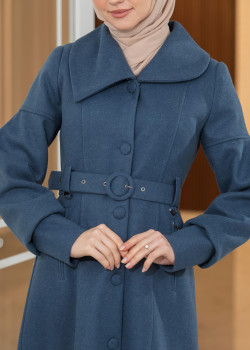 ترانشكوت نسائي "أناقة ملكية" من الجوخ الموهير - كود 1378 - كحلي