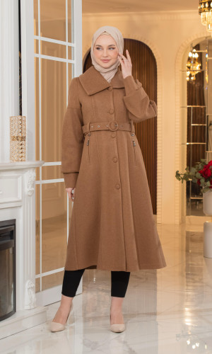 ترانشكوت نسائي "أناقة ملكية" من الجوخ الموهير - كود 1378 - ترابي