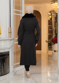 ترانشكوت نسائي "أناقة ملكية" من الجوخ الموهير - كود 1378 - اسود