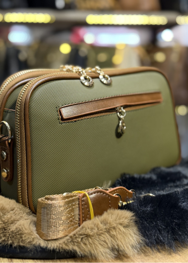 Luxury Leather Womens Handbag - Code 985 - khaki