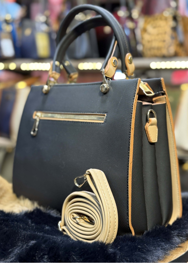 Modern Design Luxury Leather Womens Handbag - Code 981 - crem