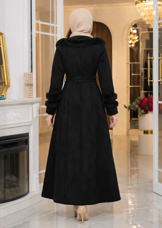 1390 مانطو شاموا كم فروتين - اسود