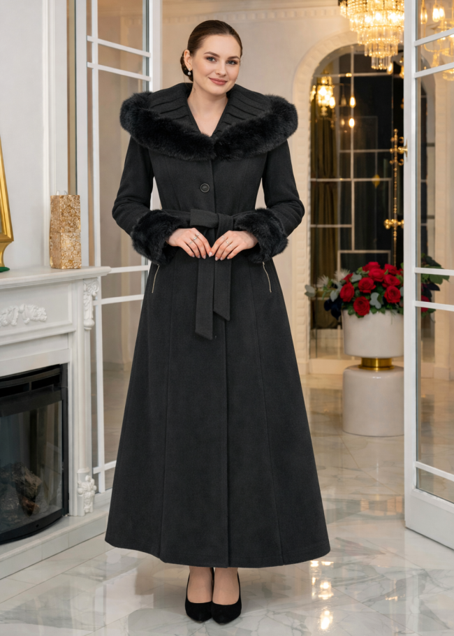 1392 مانطو جوخ كسرات - Schwarz