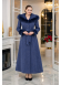 Ribbed Broadcloth Winter Coat with Faux Fur Hood 1392 - deep blue