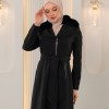 1393 مانطو جوخ ياقة مدورة - اسود