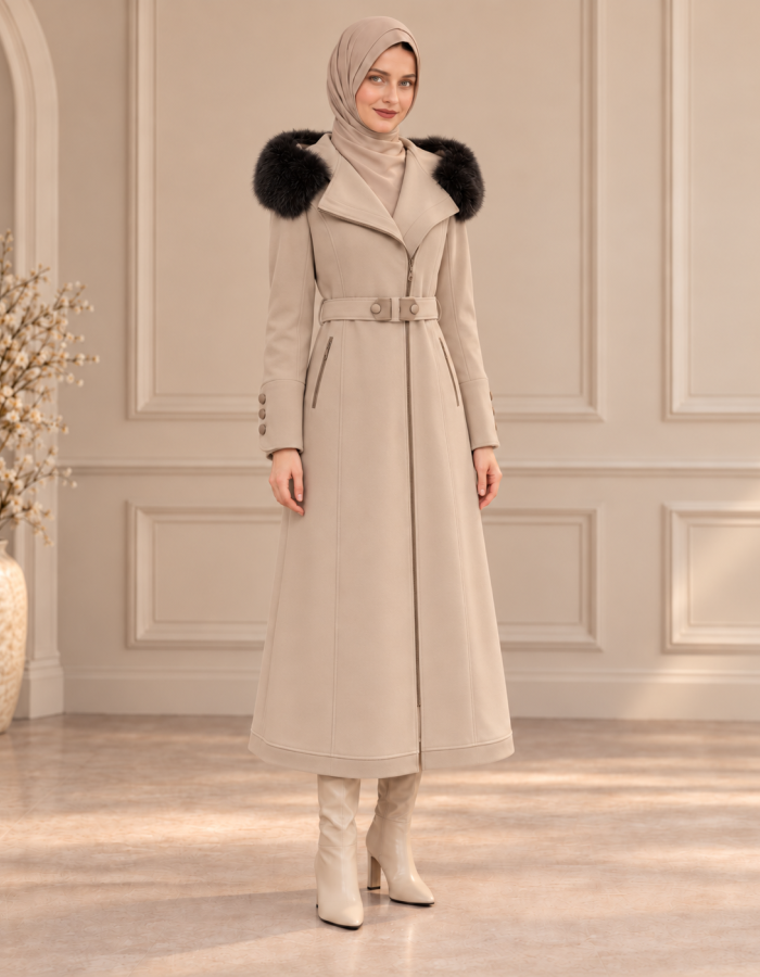 1397 ترانشكوت ميدي جو كبيشون  - Beige