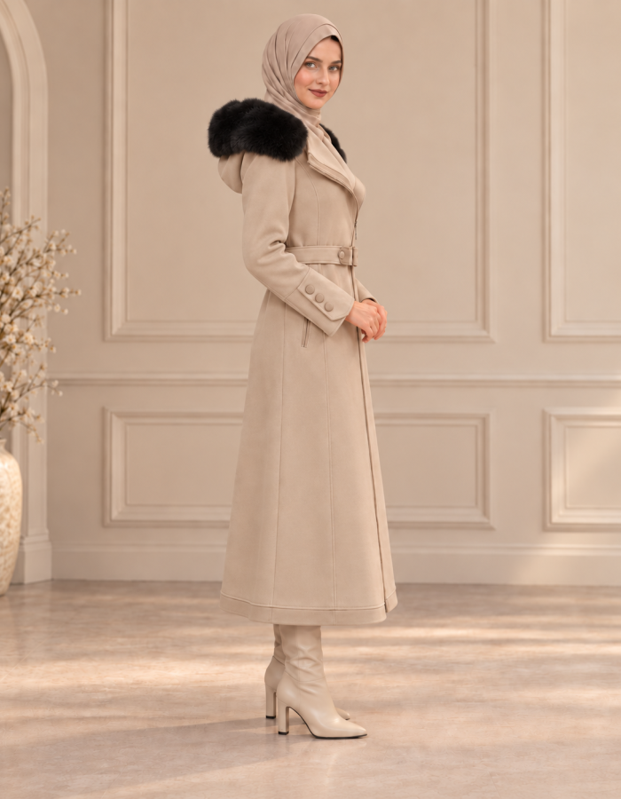 1397 ترانشكوت ميدي جو كبيشون  - Beige
